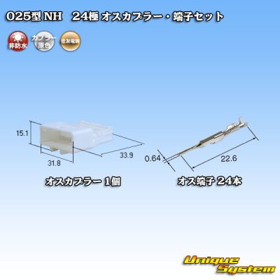 Photo1: [Sumitomo Wiring Systems] 025-type NH non-waterproof 24-pole male-coupler & terminal set