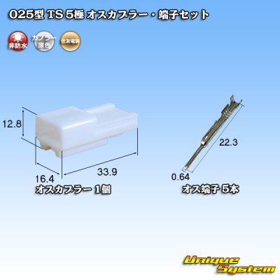 Photo1: [Sumitomo Wiring Systems] 025-type TS non-waterproof 5-pole male-coupler & terminal set