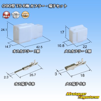 Photo1: [Sumitomo Wiring Systems] 090-type TS non-waterproof 6-pole coupler & terminal set