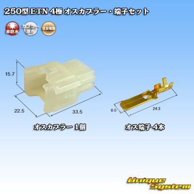 Photo1: [Sumitomo Wiring Systems] 250-type ETN non-waterproof 4-pole male-coupler & terminal set