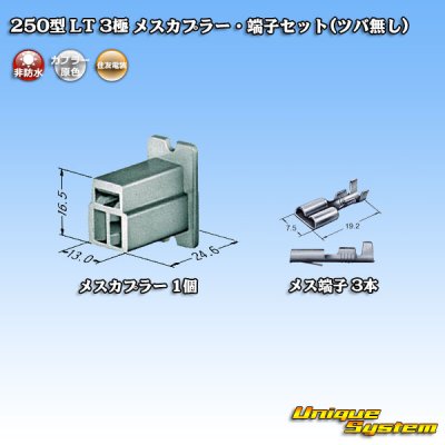 Photo4: [Sumitomo Wiring Systems] 250-type LT non-waterproof 3-pole female-coupler & terminal set (no brim)