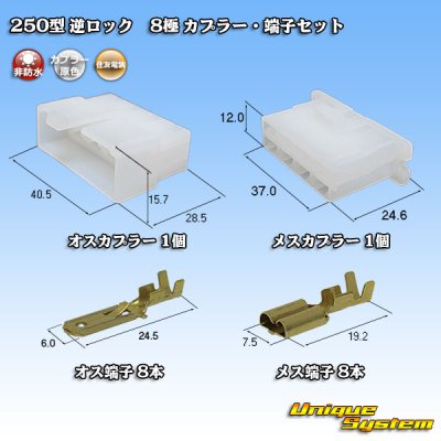 Photo1: [Sumitomo Wiring Systems] 250-type reverse-lock non-waterproof 8-pole coupler & terminal set