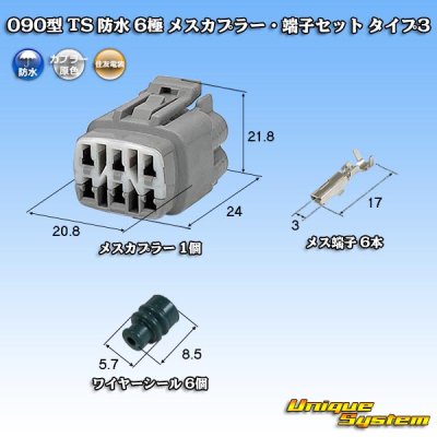 Photo1: [Sumitomo Wiring Systems] 090-type TS waterproof 6-pole female-coupler & terminal set type-3