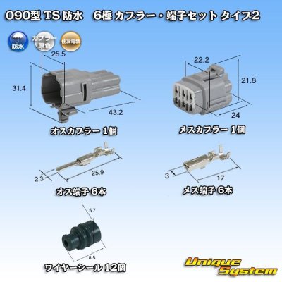 Photo1: [Sumitomo Wiring Systems] 090-type TS waterproof 6-pole coupler & terminal set type-2