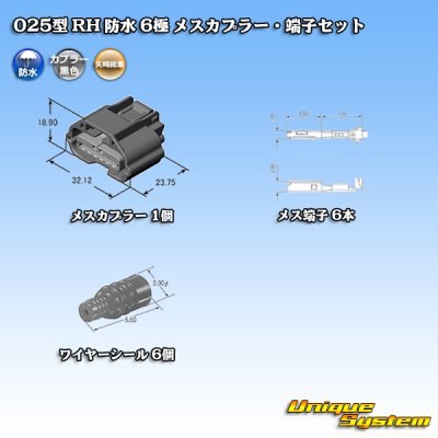 Photo5: [Yazaki Corporation] 025-type RH waterproof 6-pole female-coupler & terminal set