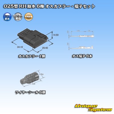 Photo5: [Yazaki Corporation] 025-type RH waterproof 6-pole male-coupler & terminal set