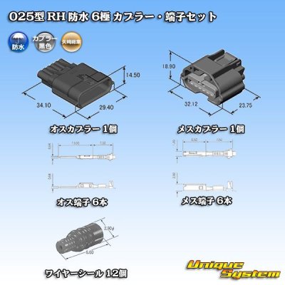 Photo5: [Yazaki Corporation] 025-type RH waterproof 6-pole coupler & terminal set