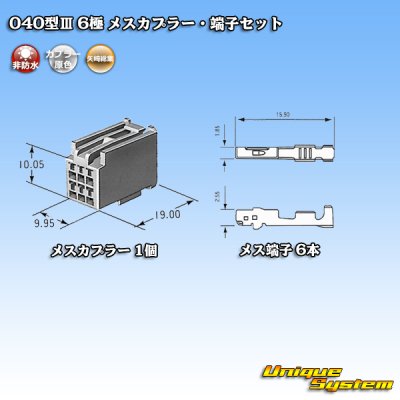 Photo4: [Yazaki Corporation] 040-type III non-waterproof 6-pole female-coupler & terminal set