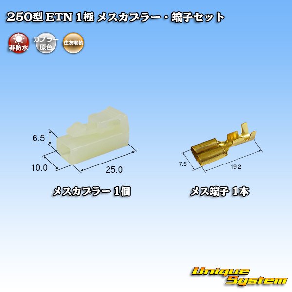 Photo1: [Sumitomo Wiring Systems] 250-type ETN non-waterproof 1-pole female-coupler & terminal set (1)