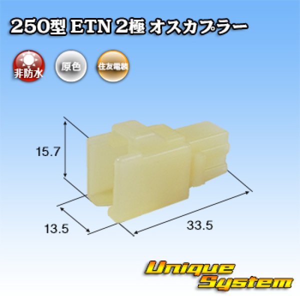 Photo1: [Sumitomo Wiring Systems] 250-type ETN non-waterproof 2-pole male-coupler type-1 (1)