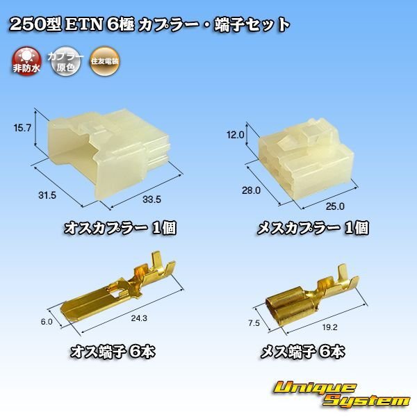 Photo1: [Sumitomo Wiring Systems] 250-type ETN non-waterproof 6-pole coupler & terminal set (1)