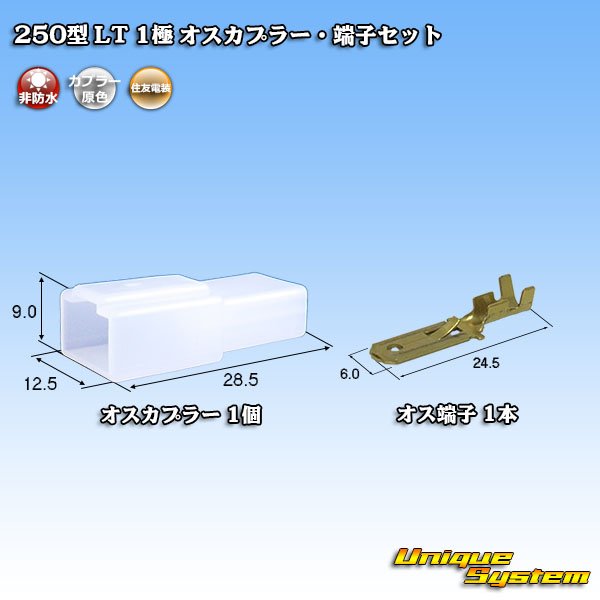 Photo1: [Sumitomo Wiring Systems] 250-type LT non-waterproof 1-pole male-coupler & terminal set (1)