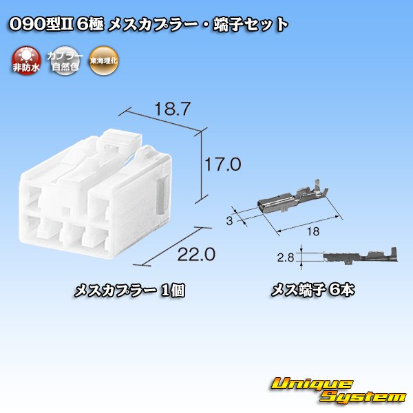 Photo1: [Tokai Rika] 090-type II non-waterproof 6-pole female-coupler & terminal set (1)