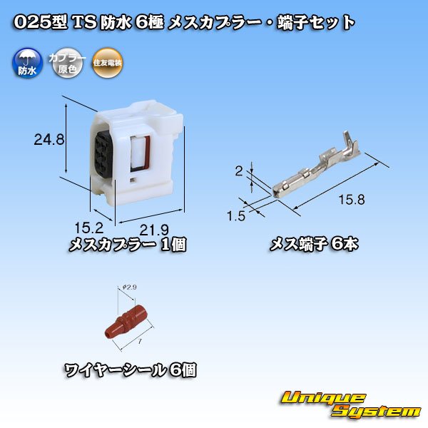 Photo1: [Sumitomo Wiring Systems] 025-type TS waterproof 6-pole female-coupler & terminal set type-1 (1)