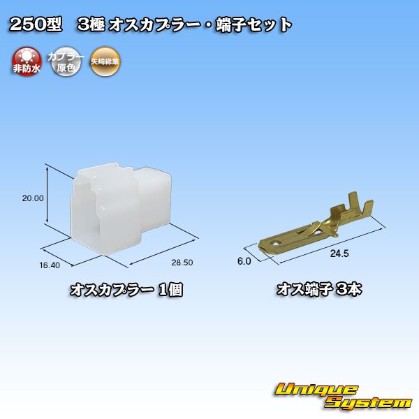 Photo1: [Yazaki Corporation] 250-type CN (A) non-waterproof 3-pole male-coupler & terminal set (1)