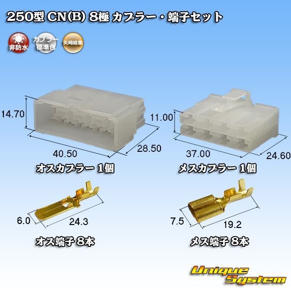 Photo1: [Yazaki Corporation] 250-type CN (B) non-waterproof 8-pole coupler & terminal set (1)